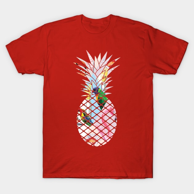 Tropical geometric Floral Bird Pineapple T-Shirt by dukito